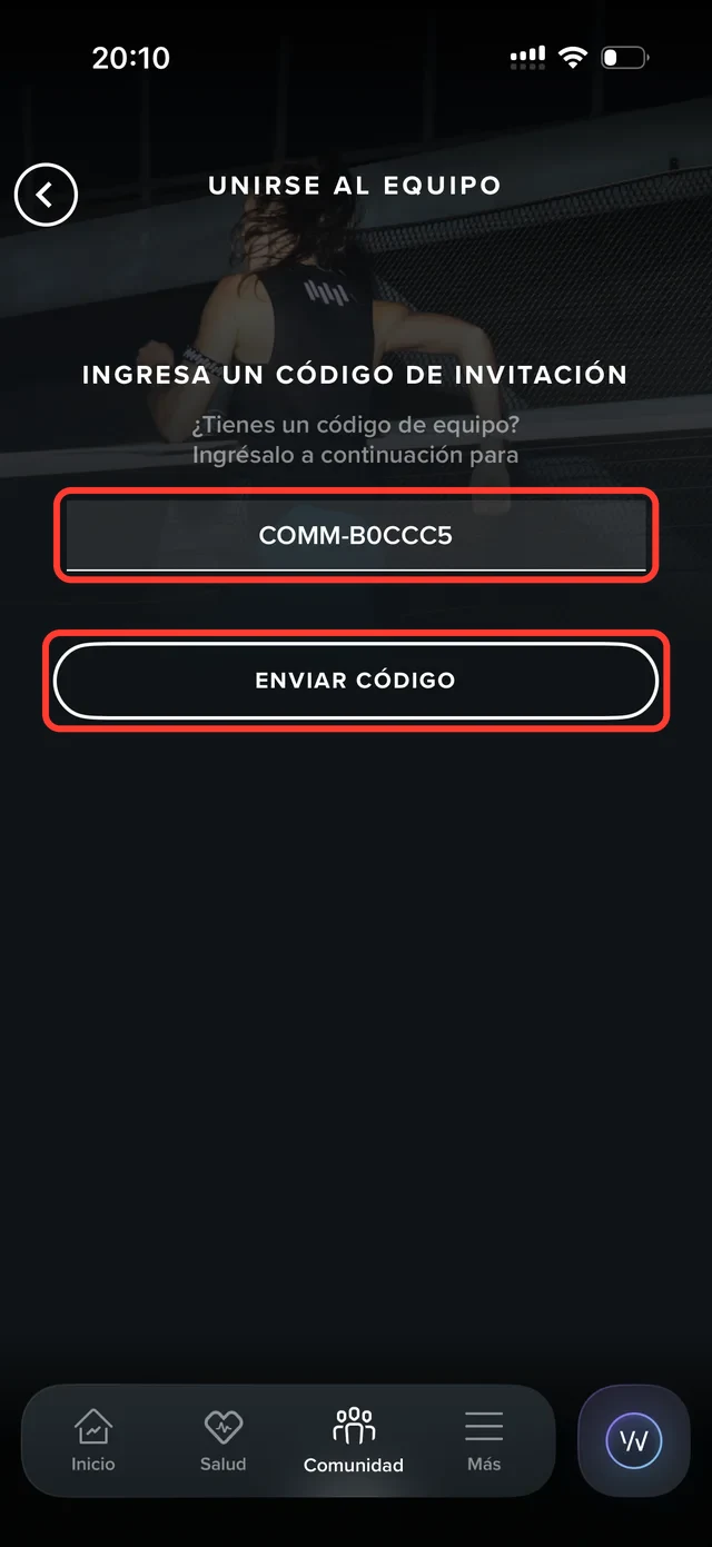 Paso 4 en la app de WHOOP