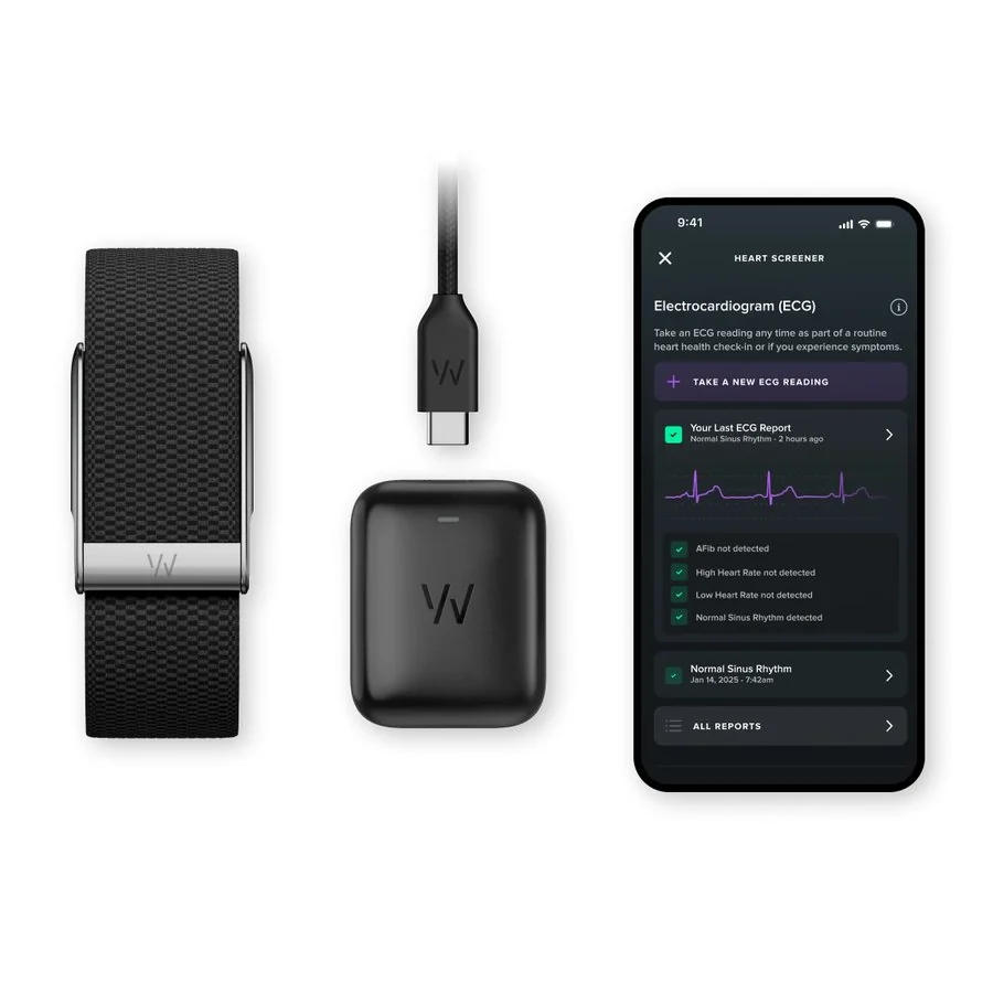 Pulsera, cargador, cable y app con electrocardiograma